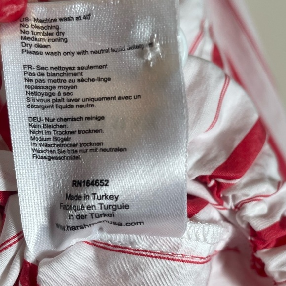 Harshman Anthropologie Striped Surplus Blouse In Red White Stripe High Low Sz M - Picture 7 of 12